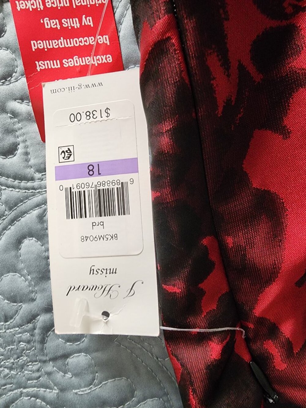 J Howard Red and Black Ruffle Floral Dress . Size 18. New with Tags. - Picture 8 of 10